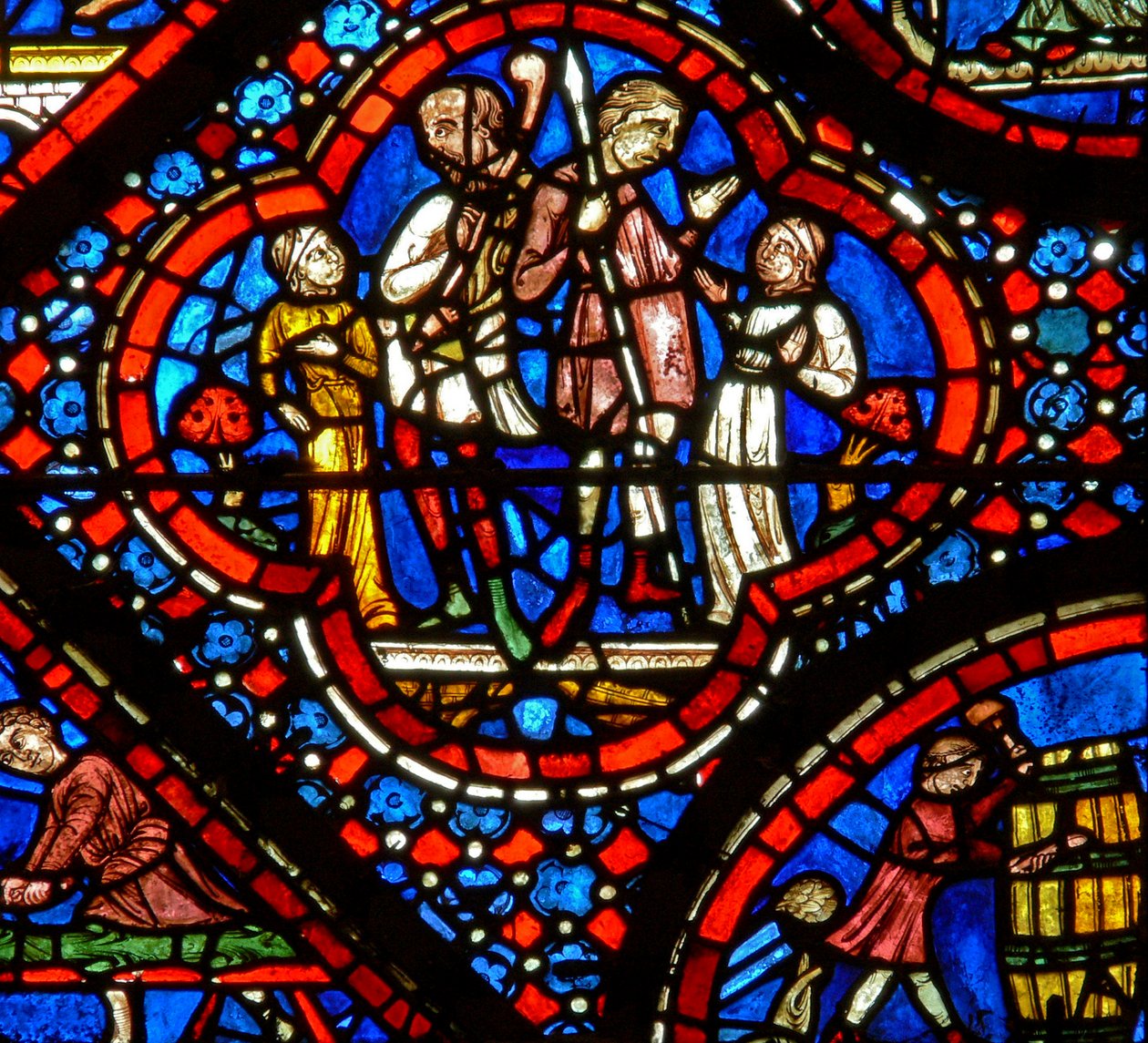 Het Noach-raam: een paar van de nephilim door French School