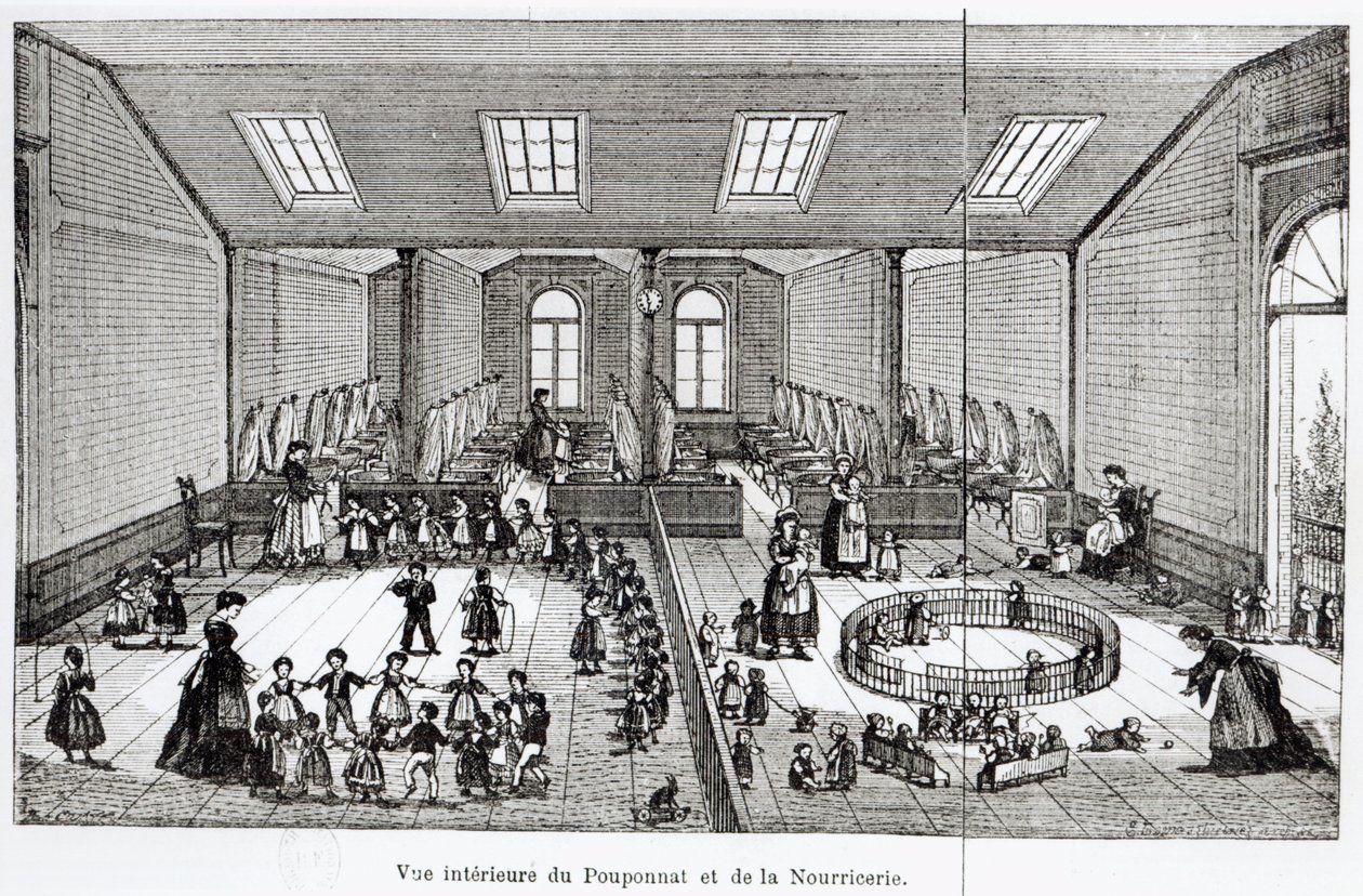 De crèche in de Familisterie van Guise, uit Solutions Sociales door Jean-Baptiste Andre Godin, Parijs, 1871 door French School