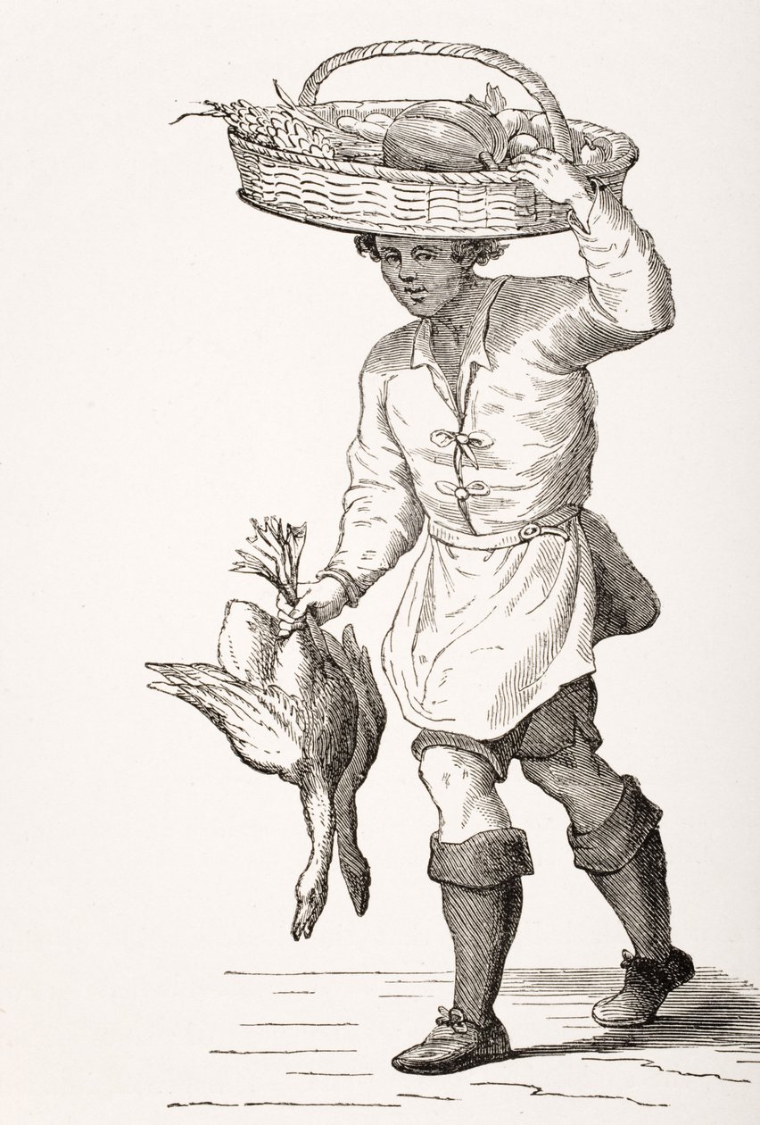 De Pluimveehandelaar, naar een 16e-eeuwse houtsnede door Cesare Vecellio (1521-1601) uit 