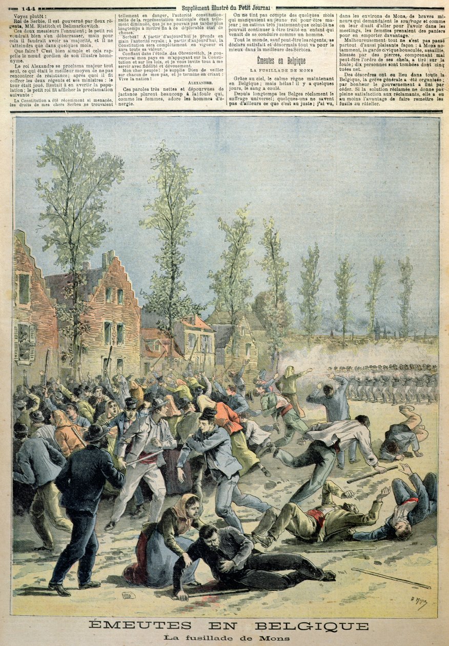 De rellen in Mons, illustratie uit Le Petit Journal, mei 1893 door French School