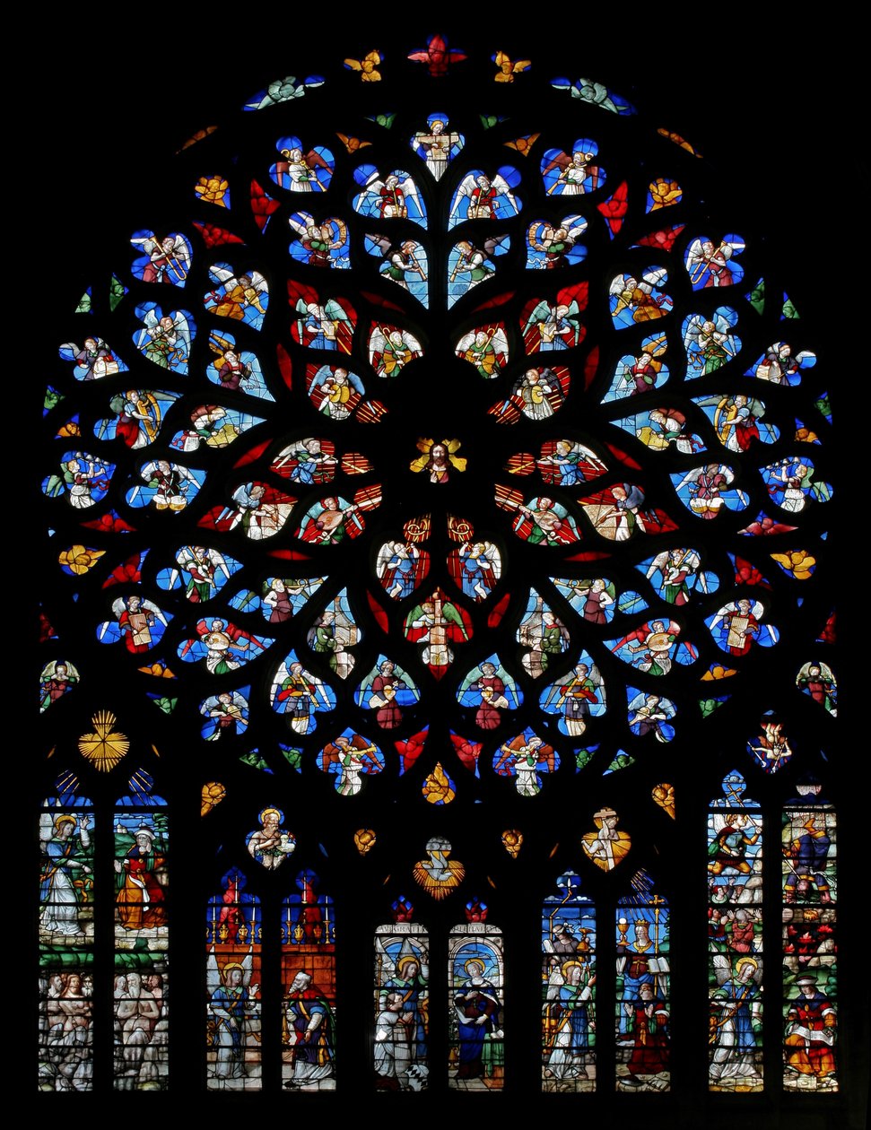 De Rose de Paradis met engelachtige muzikanten, voor 1520 door French School