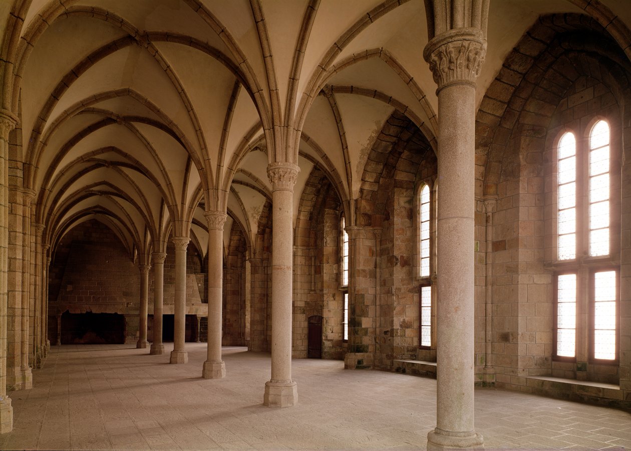 De Salle des Hotes, interieur van de abdij door French School