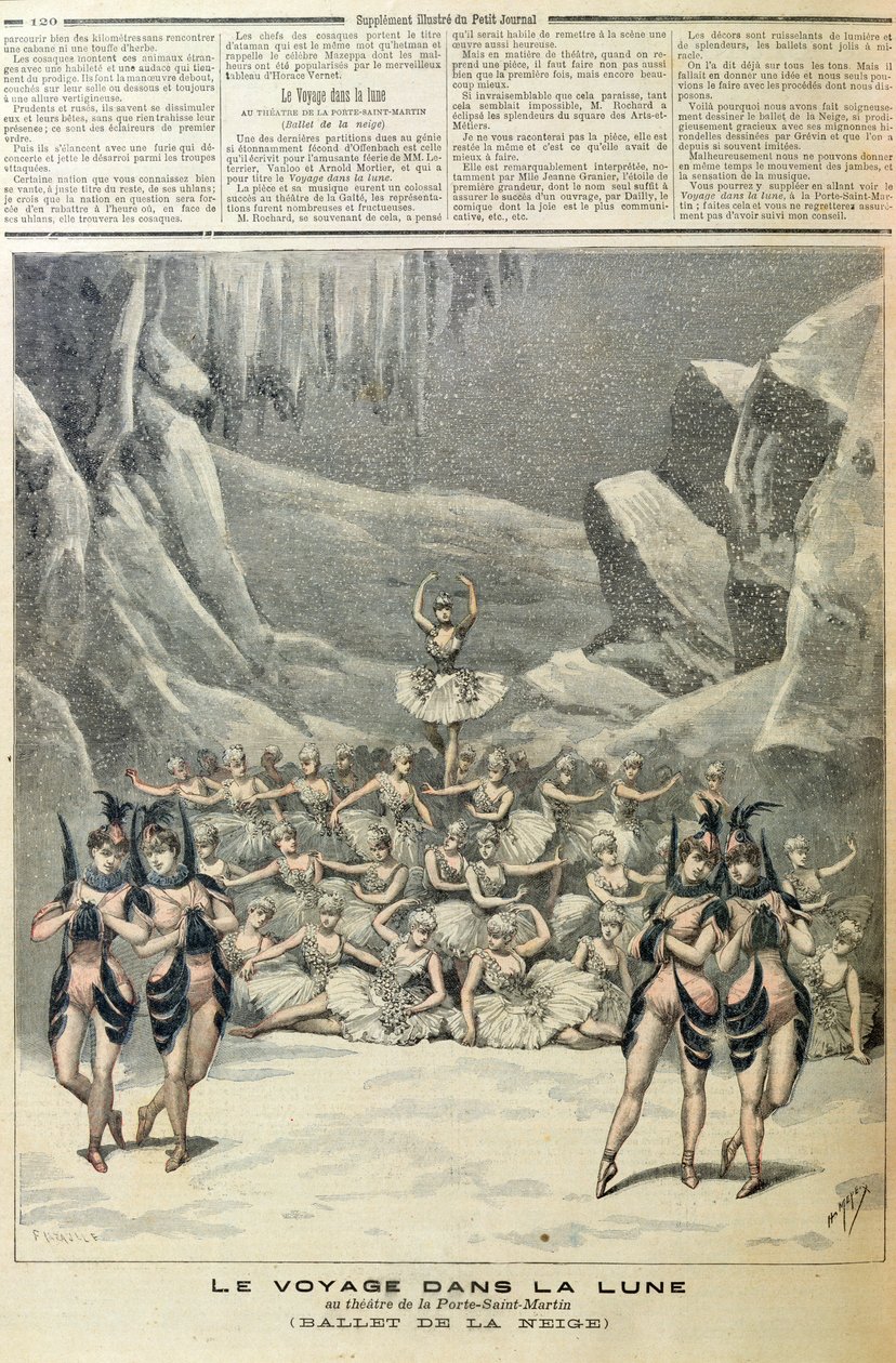 Het sneeuwballet, uit De reis naar de maan door Jacques Offenbach uit Le Petit Journal, 16 april 1892 door French School