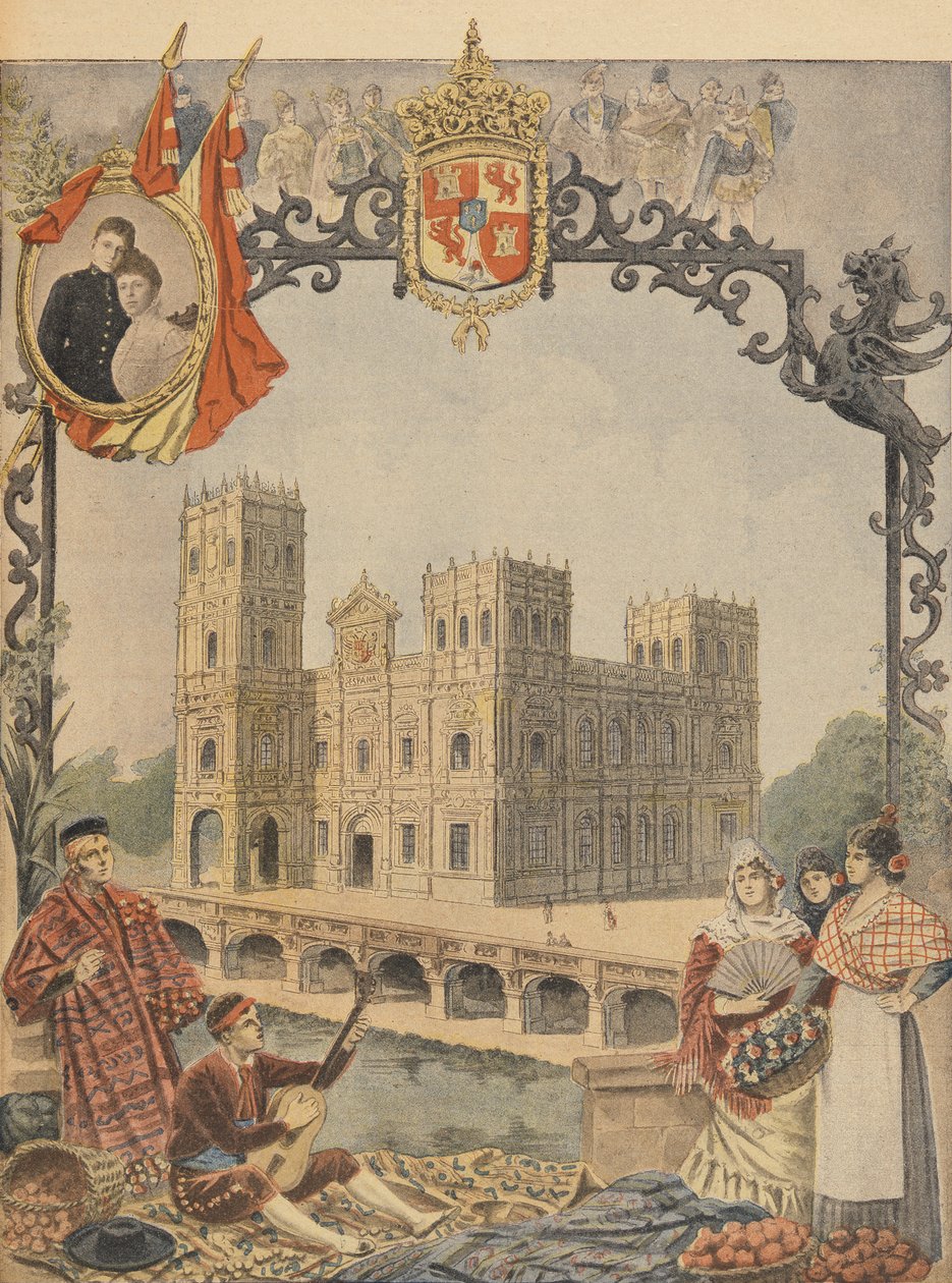 Het Spaanse Paviljoen op de Wereldtentoonstelling van 1900, Parijs, illustratie uit Le Petit Journal door French School