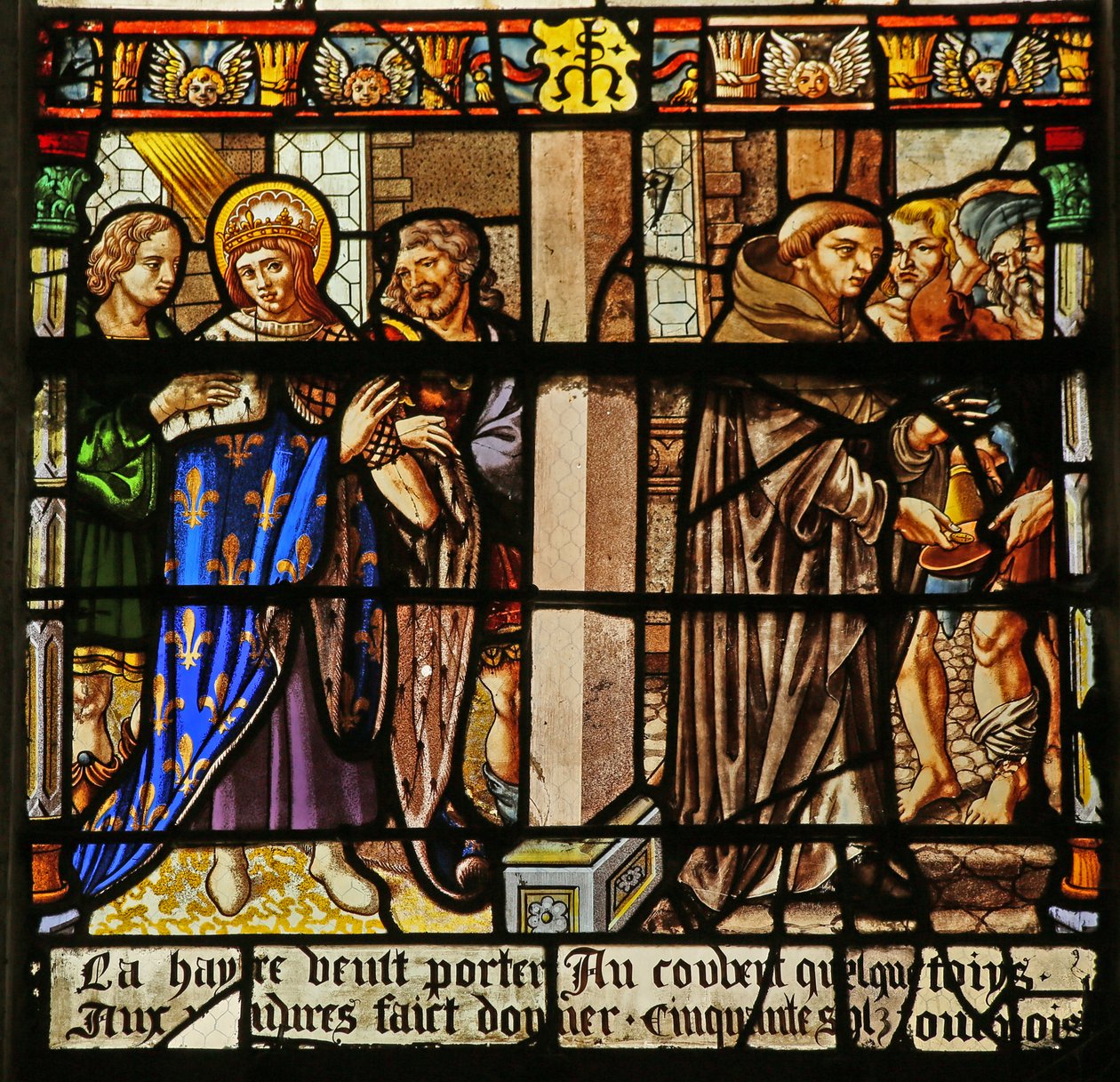 Het Sint Louis raam: Louis doet boete en geeft aalmoezen aan de monniken door French School