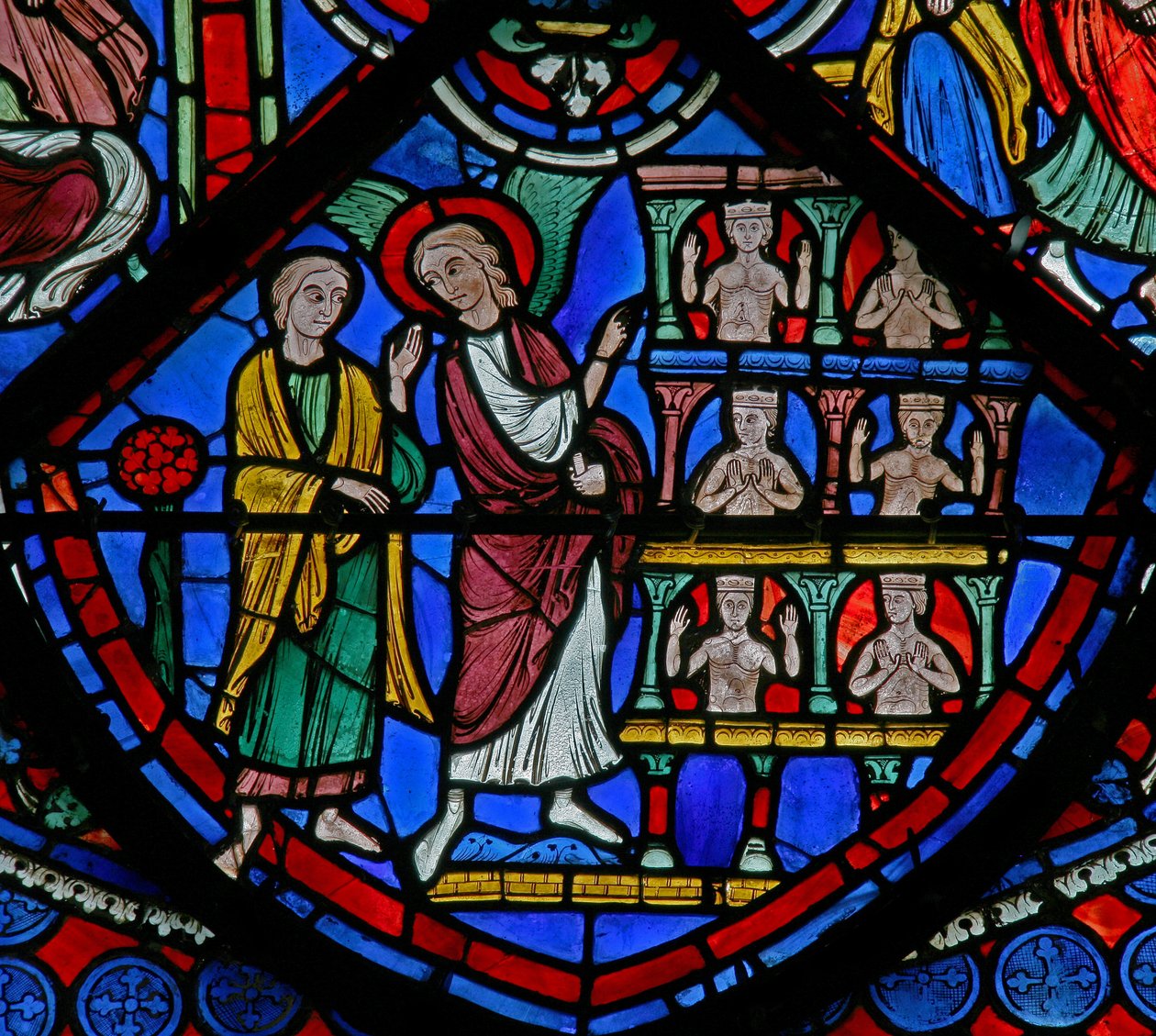 Het Sint-Thomasraam: Gad wordt een paleis getoond door een engel door French School