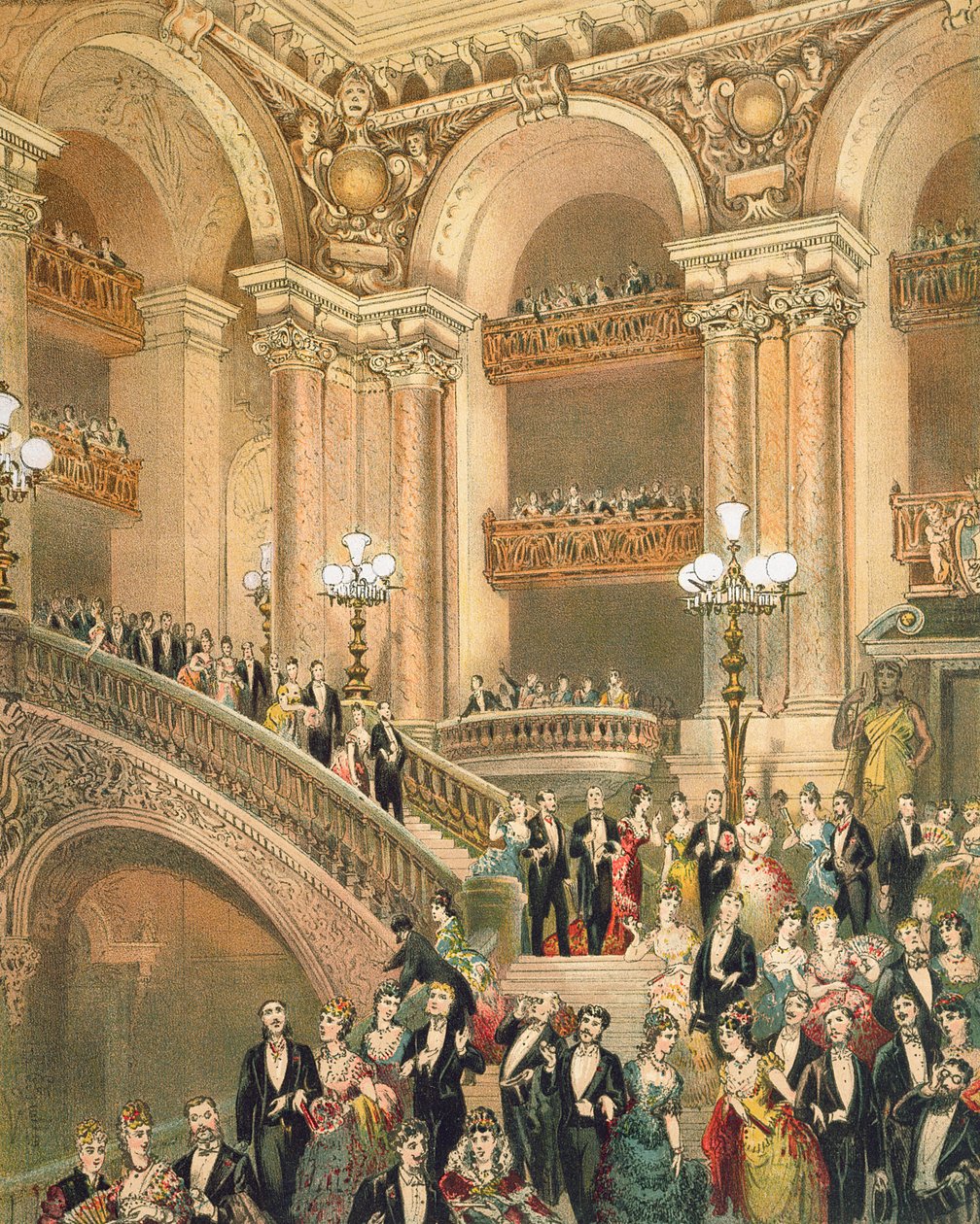 De trap van de opera, ca. 1875 door French School