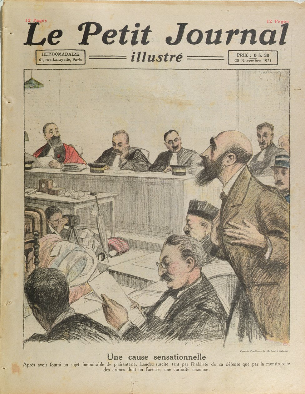 Het proces van Henri Desire Landru (1869-1922) uit Le Petit Journal, 20 november 1921 door French School