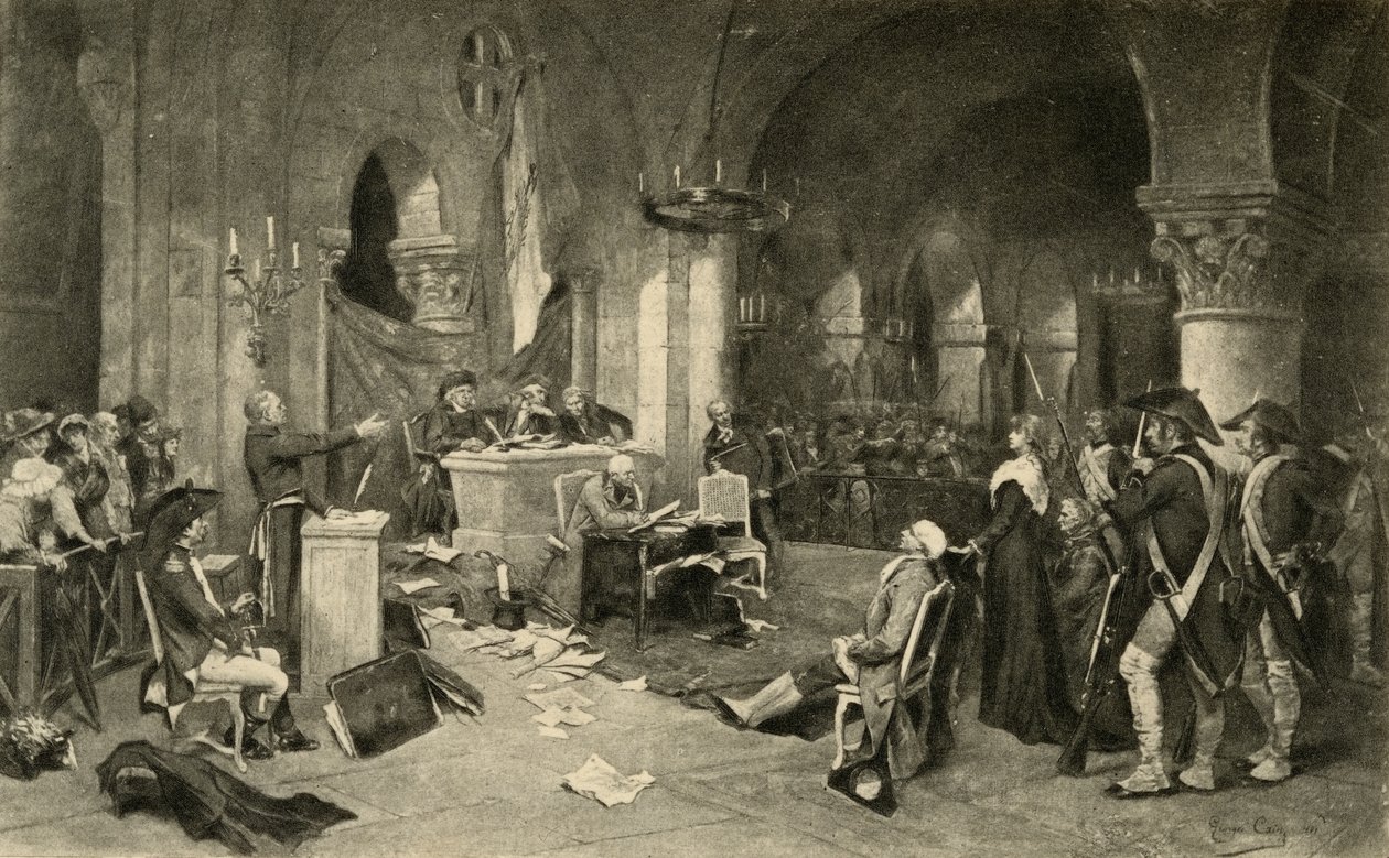 Het proces van Marie-Antoinette (1755-93) op 16 oktober 1793 door French School