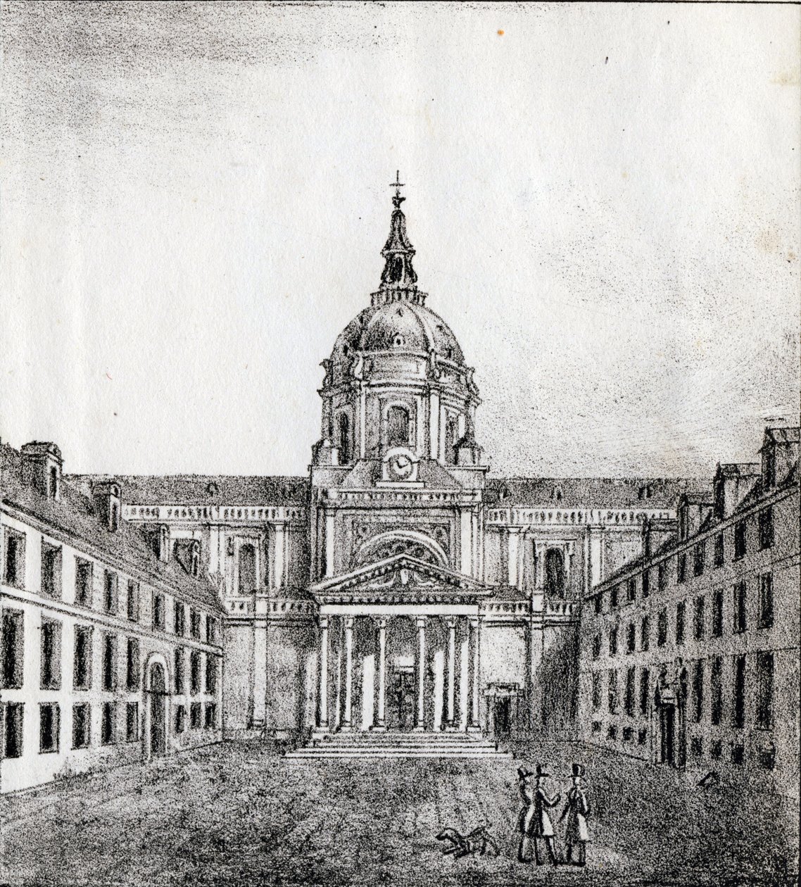 De Universiteit van de Sorbonne - "Alphabet Picturesque des Monumens de Paris” c.1840 (gravure) door French School