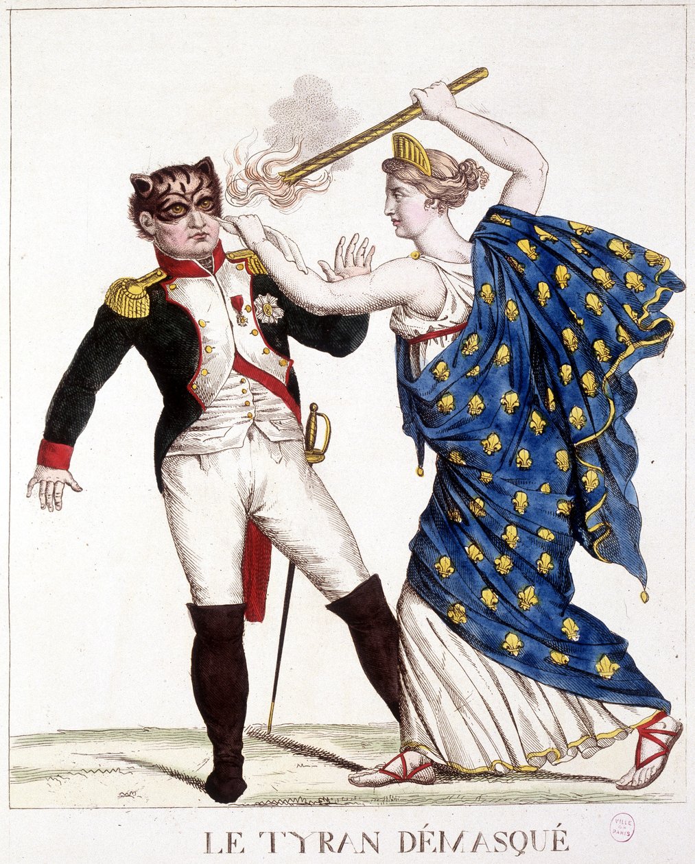 De Onmaskerde Tirant - in "Napoleon 1ste, karikaturen, dummy collectie", ca. 1814. door French School
