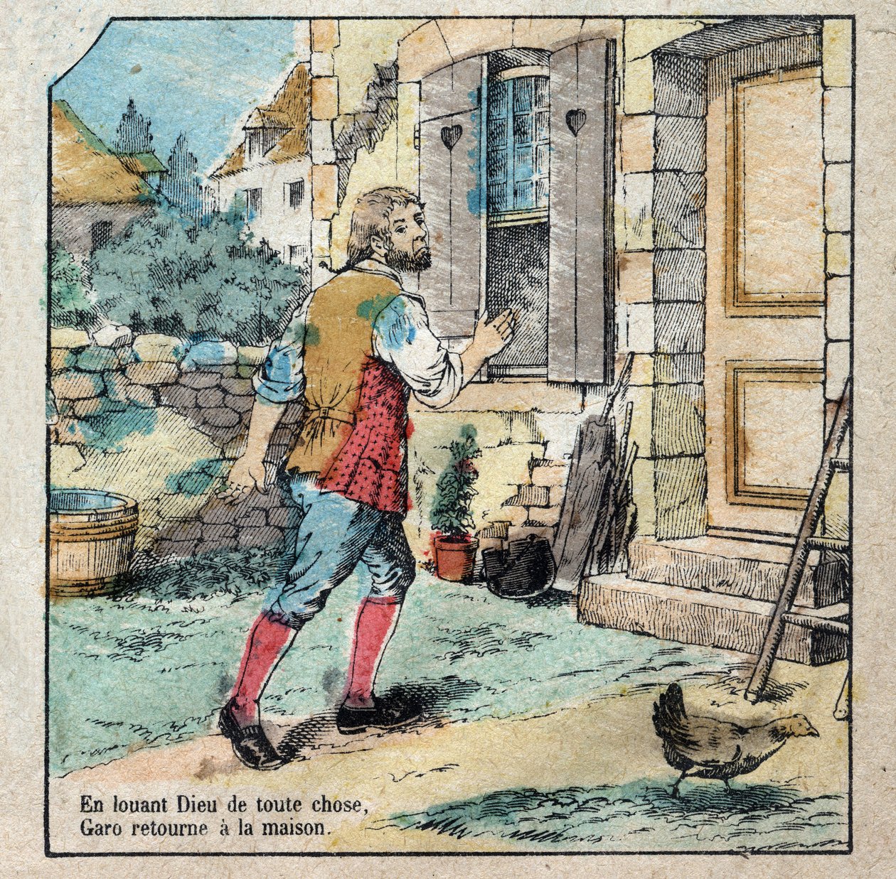 De eikel en de pompoen. Fabels van Jean de La Fontaine (1621-95). Epinal imaging eind 19e eeuw. door French School