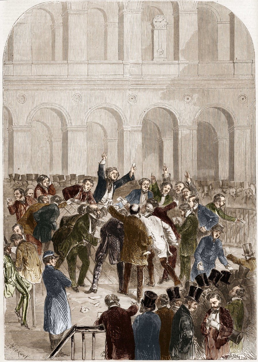 De mand van de Parijse Beurs in 1857 door French School