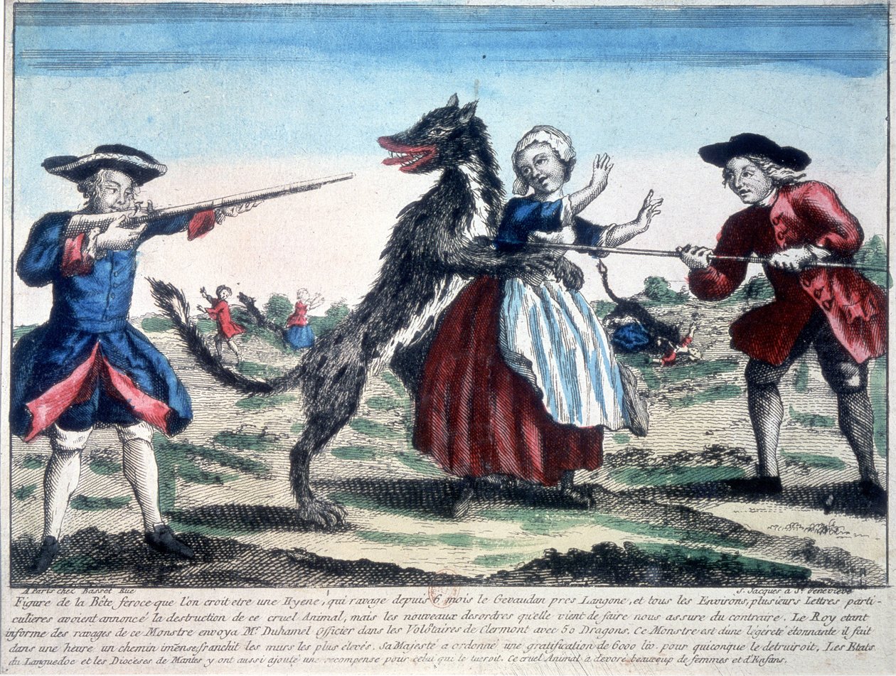 Het beest van de Gevaudan gedood door soldaten door French School