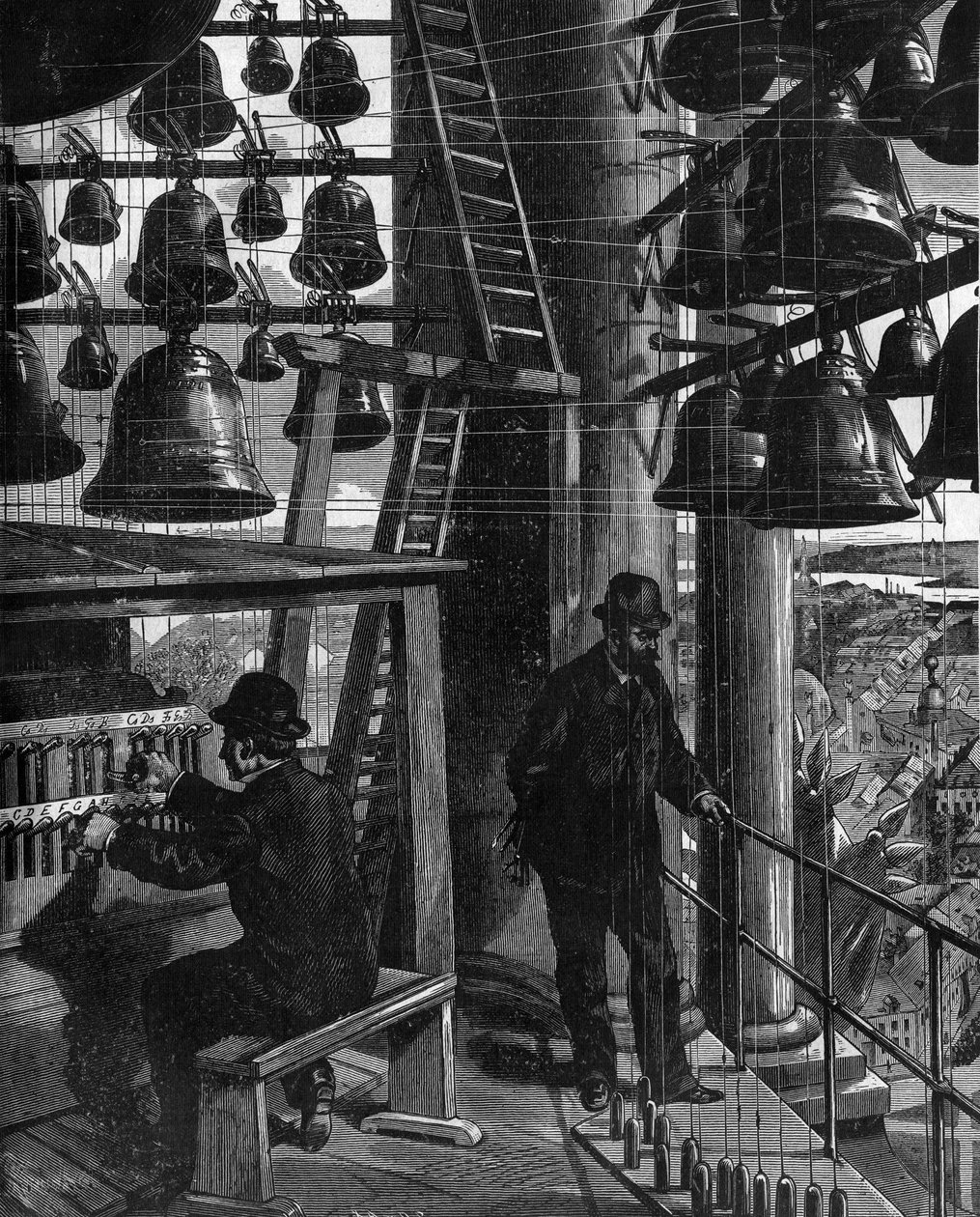 Het carillon van Potsdam in Duitsland in de 19e eeuw door French School