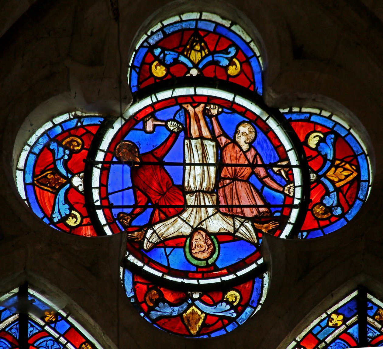 De kruisiging van Sint Petrus door French School