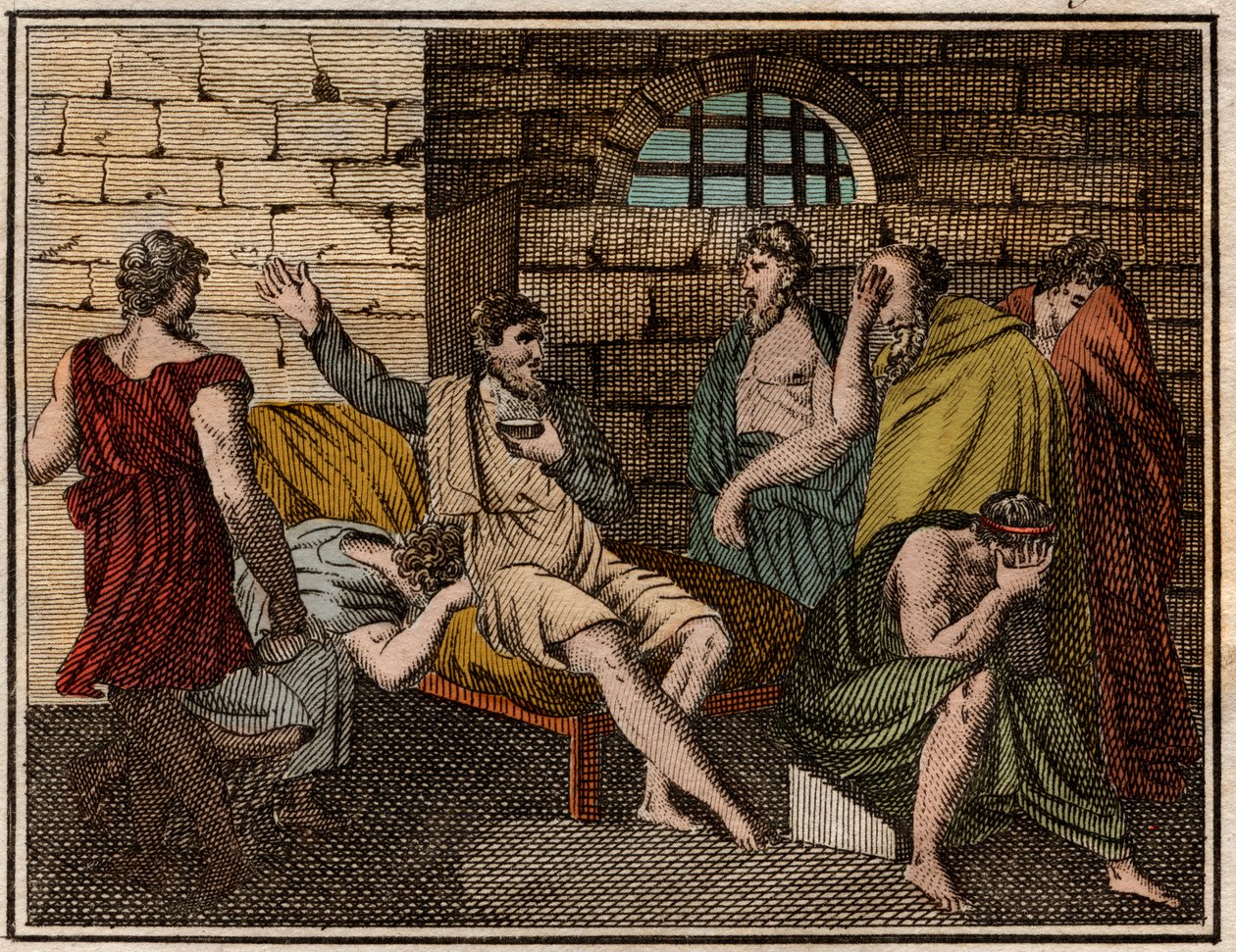 De dood van Socrates, Griekse filosoof. door French School