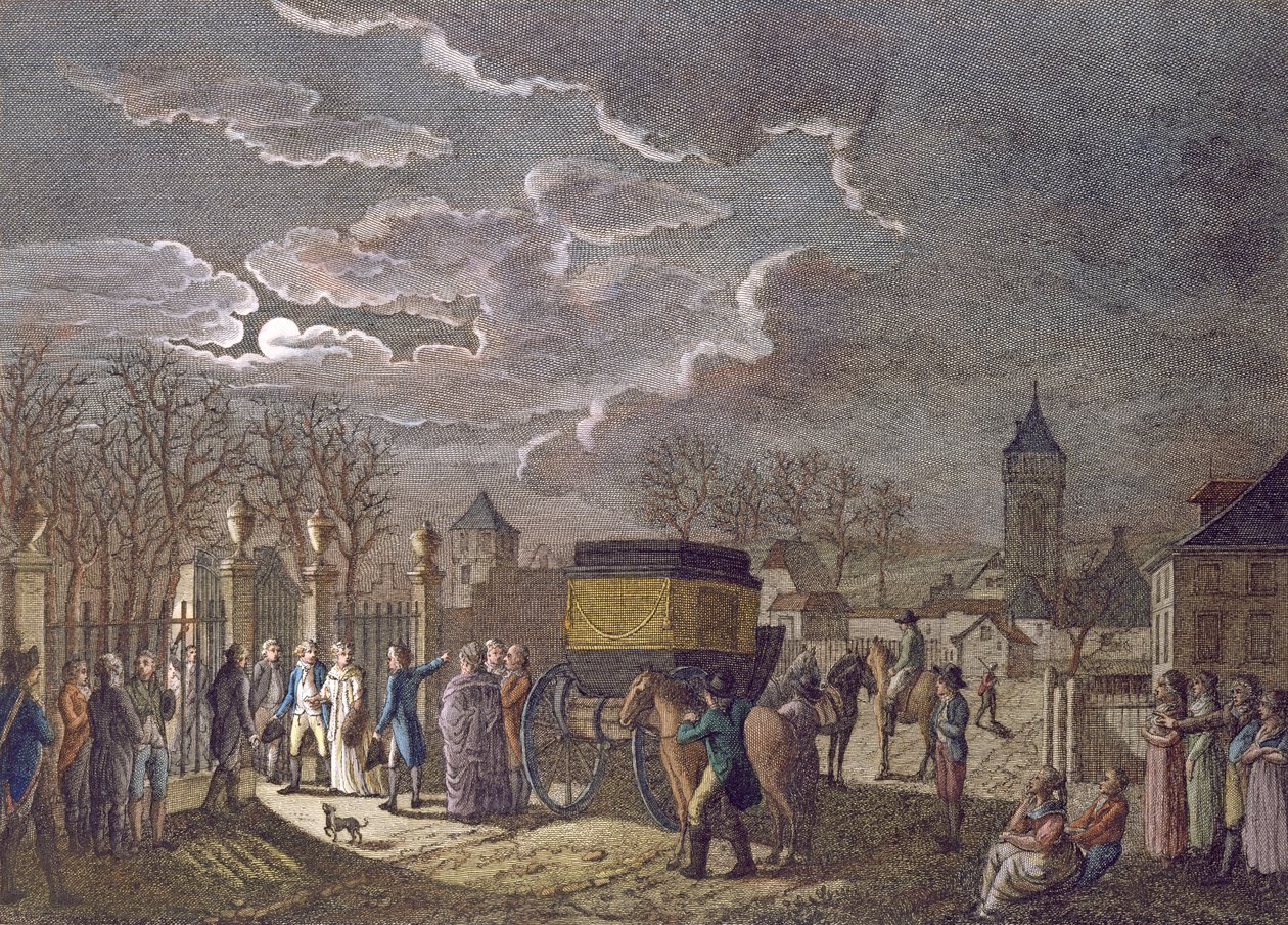 De uitwisseling op 26 december 1795 van Madame Royale in Bazel voor 6 Franse gevangenen gevangen door de Oostenrijkers door French School