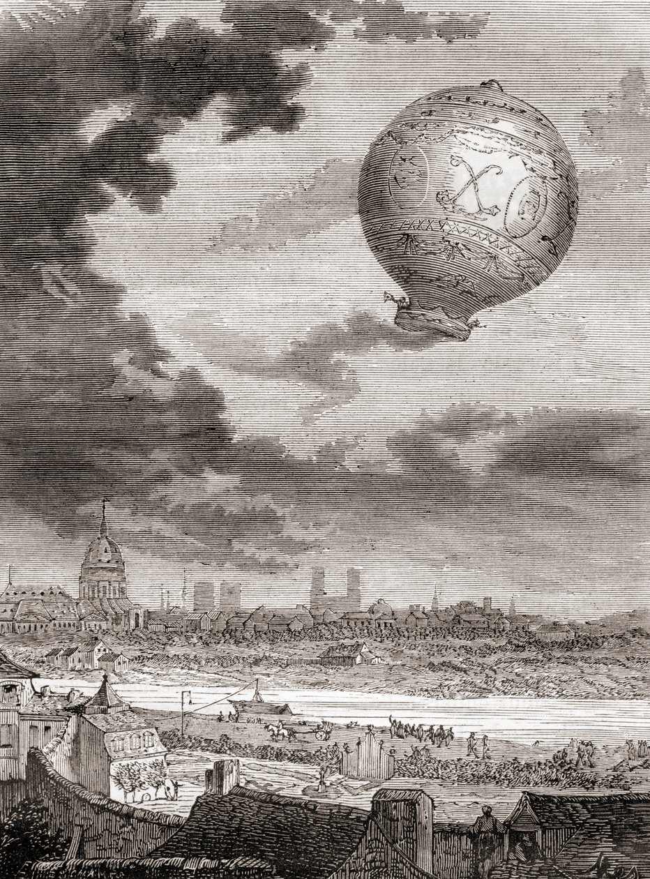 De eerste ongebonden ballonvlucht, door Jean-François Pilâtre de Rozier en de Markies d