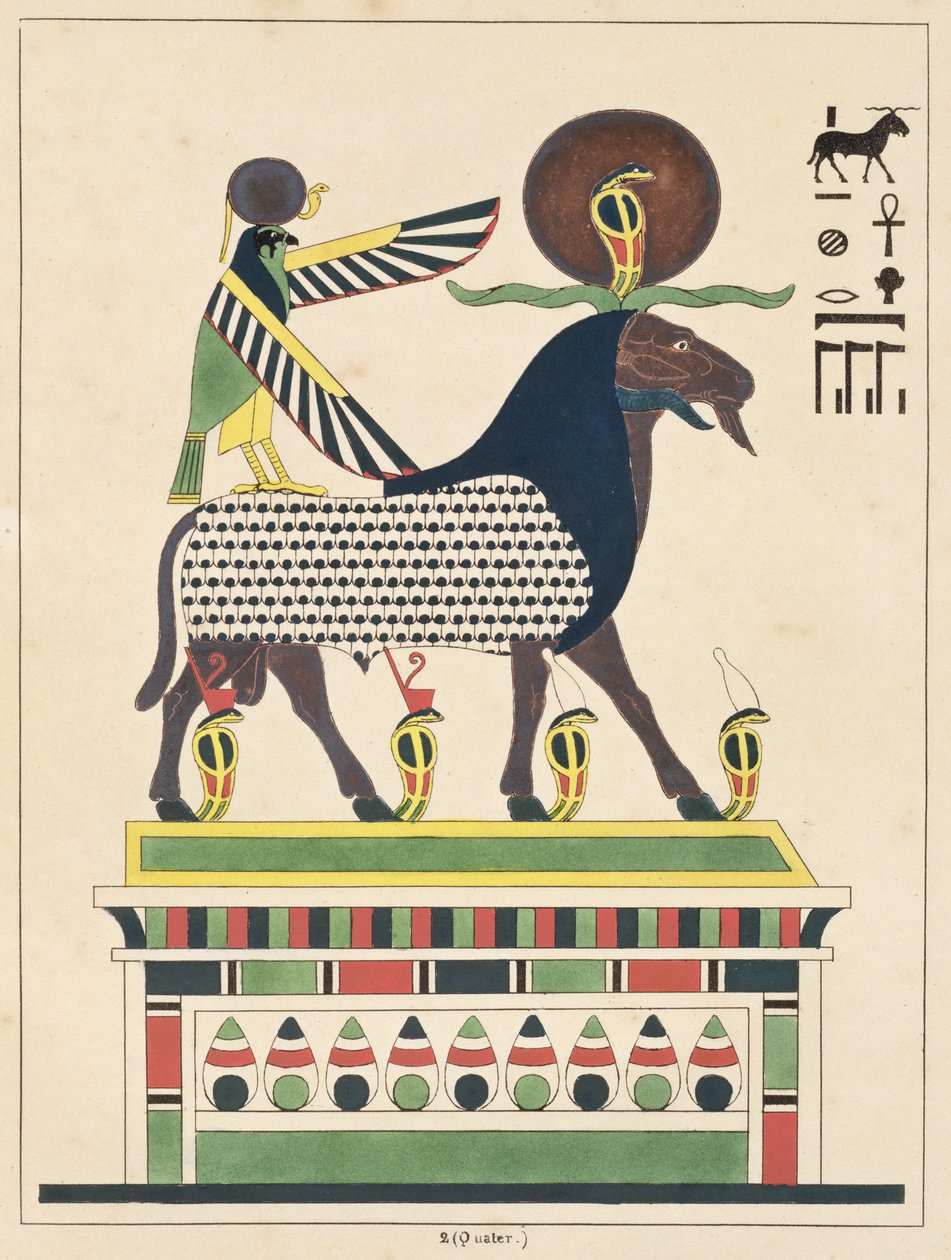 De god Amon-Ra, illustratie uit Pantheon egyptien: collectie van mythologische personages uit het oude Egypte, door Jean-Francois Champollion door French School
