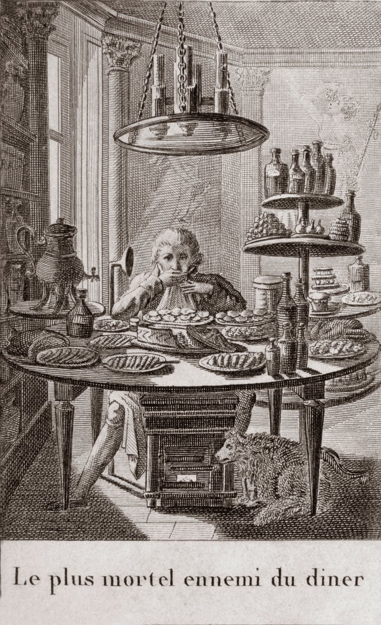 De meest dodelijke vijand van het diner - gravure in 