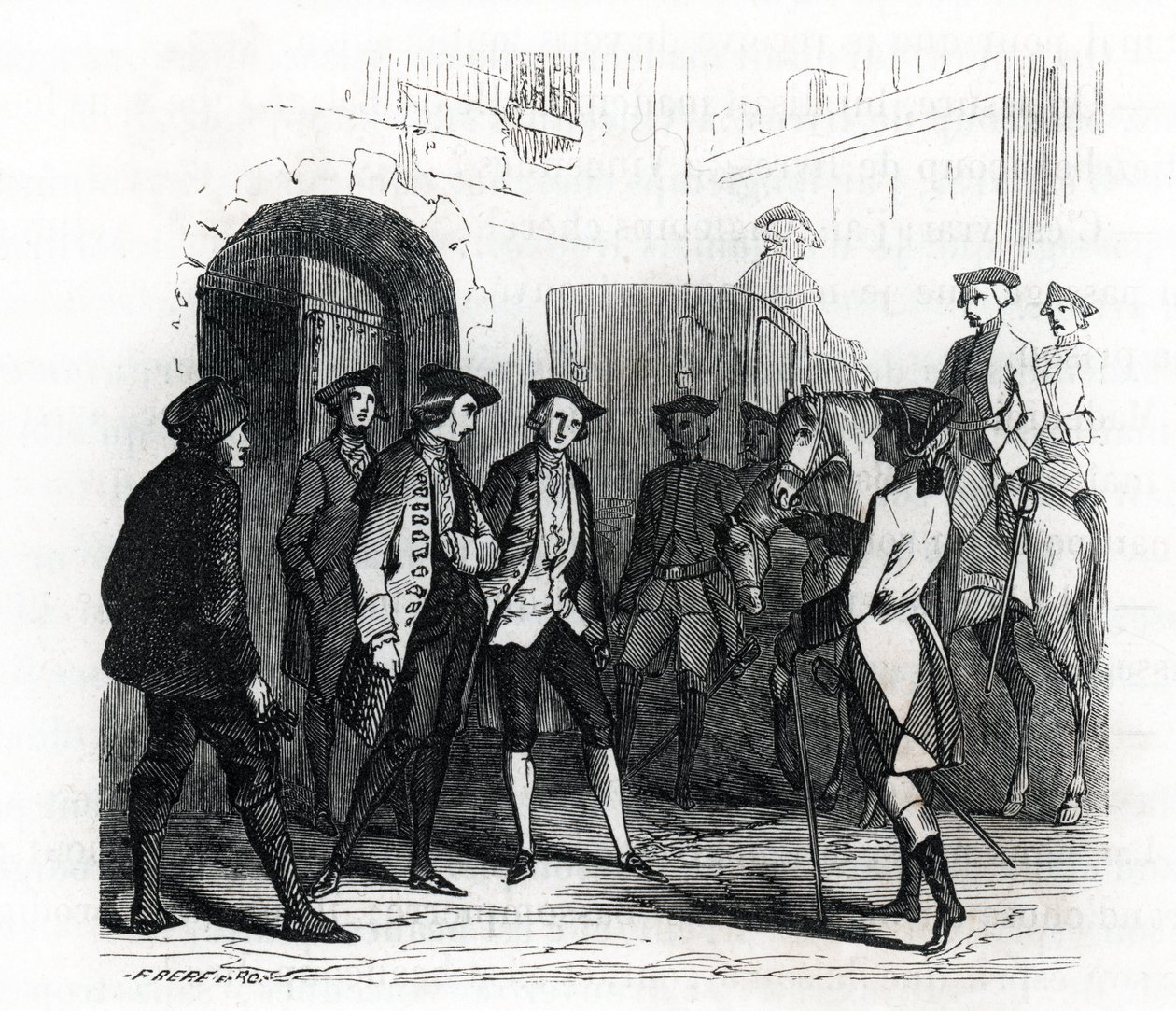 De gevangenen van Vincennes werden overgebracht naar de Bastille in 1784 - (gravure) 1846 door French School
