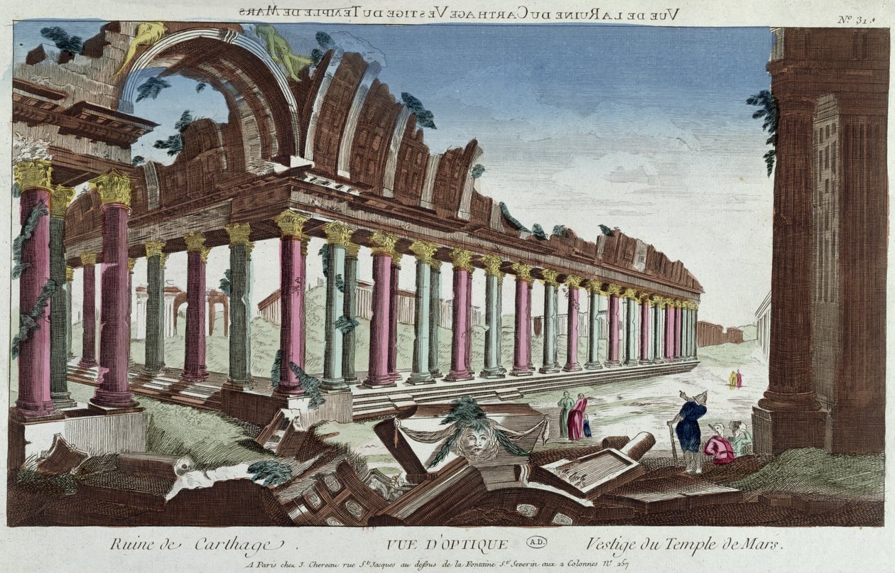 De overblijfselen van de Tempel van Mars tussen de ruïnes van Carthago door French School