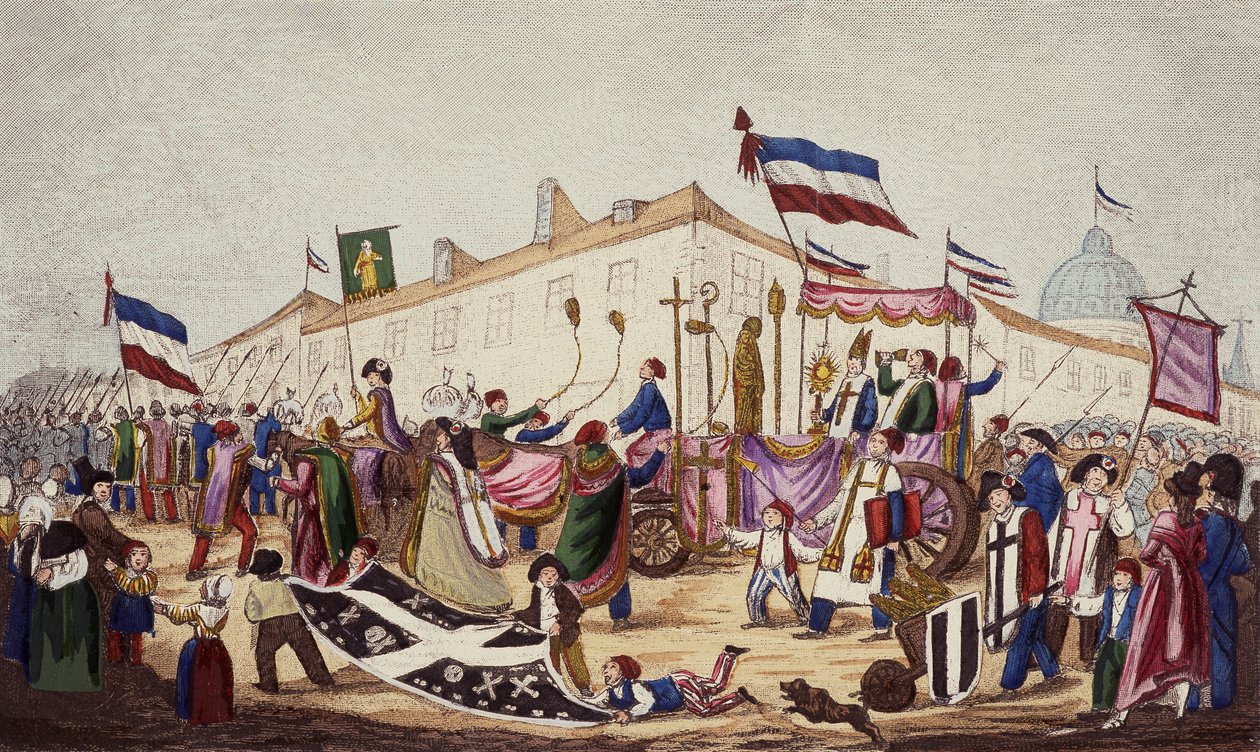 De resten van het bijgeloof naar de Conventie gesleept, nov. 1793 door French School