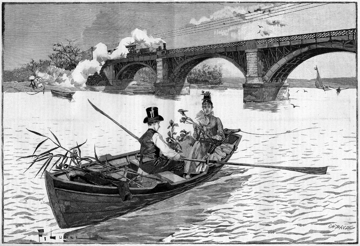 De omgeving van Parijs, een zondag in Argenteuil in 1887 door French School
