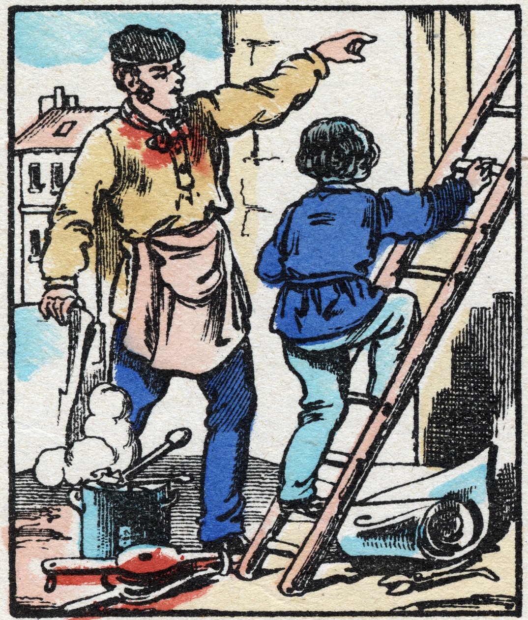 De kietelaar. Gravure in 