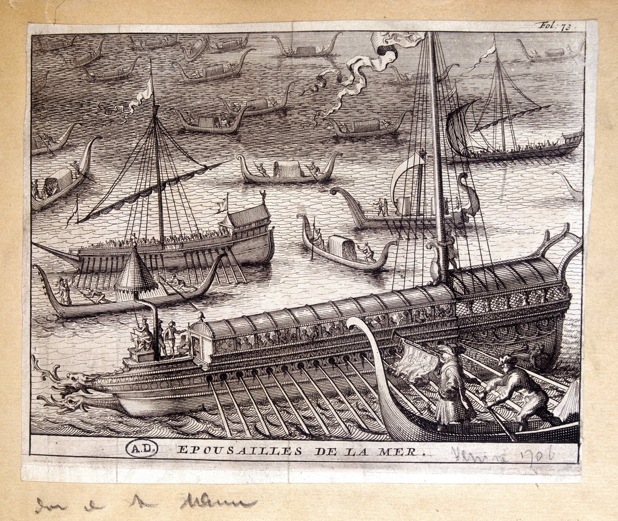 De vrouwen van de Doge van Venetië met de zee in 1706 door French School