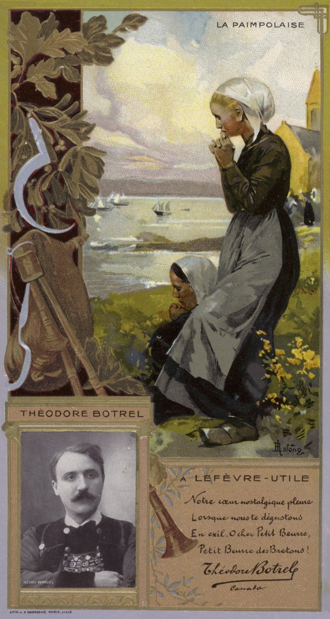 Theodore Botrel, Franse zanger en liedjesschrijver (chromolitho) door French School