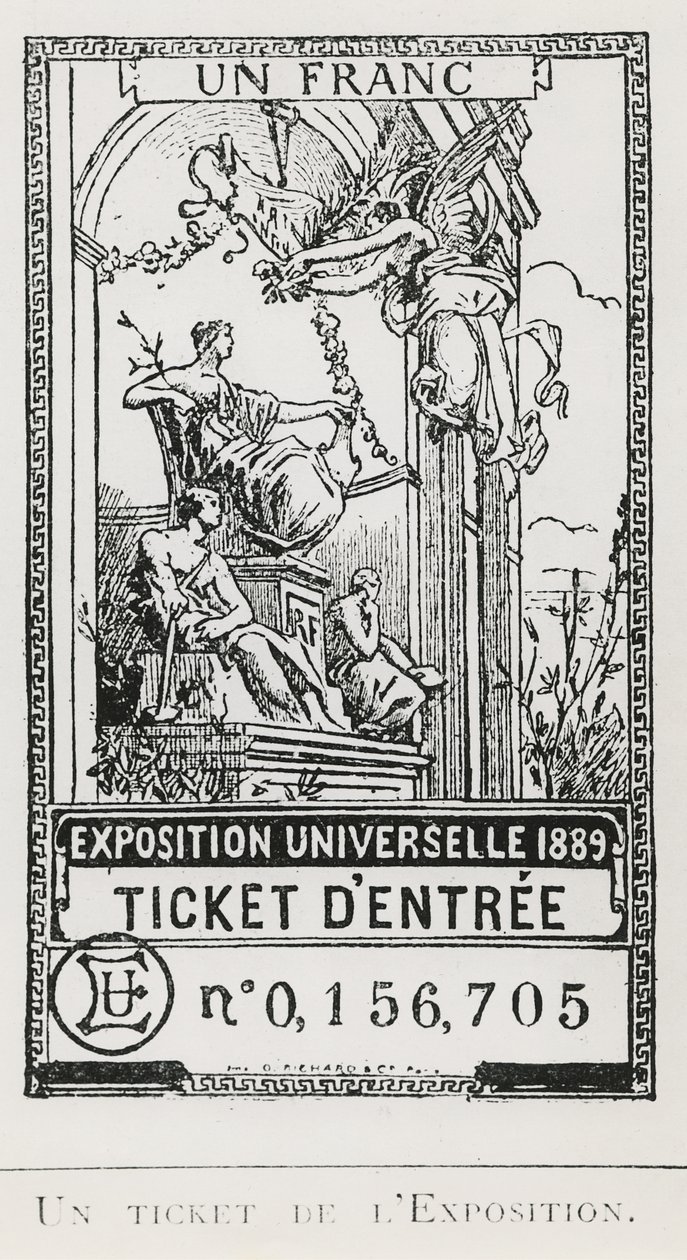 Toegangskaart voor de Exposition Universelle van 1889 (litho) door French School