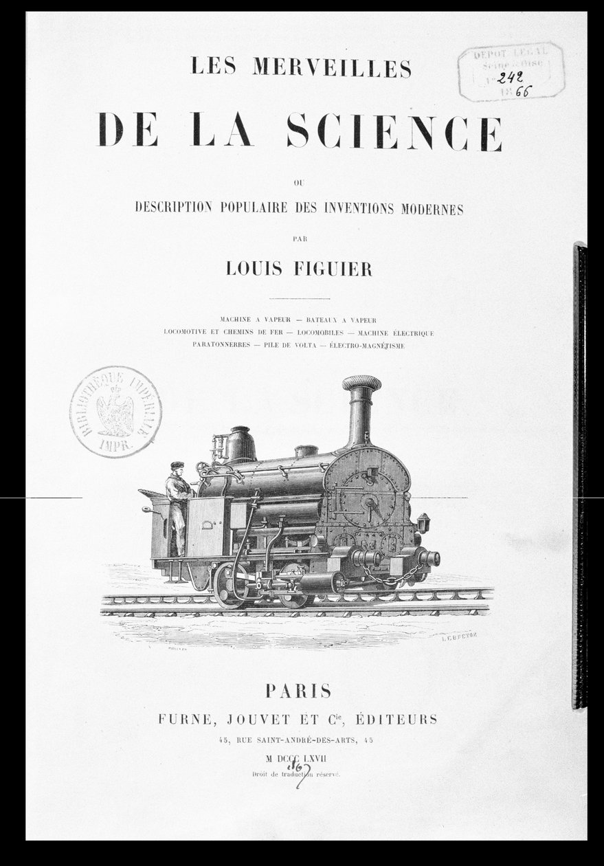 Titelpagina van Les Merveilles de la Science door Louis Figuier (1819-94), gepubliceerd door Furne en Jouvet, 1867 door French School