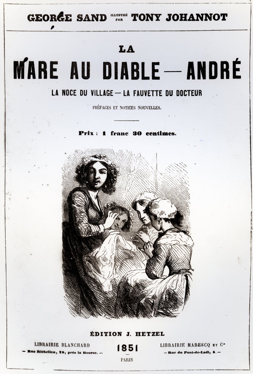 Titelpagina van De Duivelsvijver door George Sand, geïllustreerd door Tony Johannot, 1851 door French School