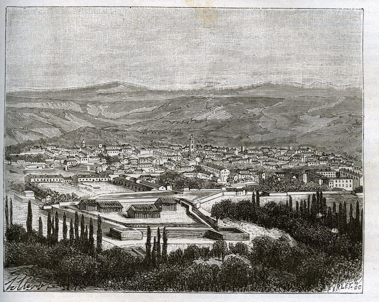 Tlemcen in Algerije in de 19e eeuw - gravure in "La France illustree: geographie, histoire, administration statistique" door V.A. Malt-Brown. 1884 door French School