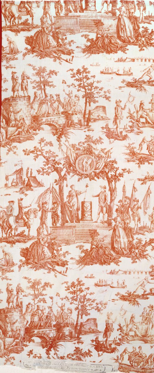 Toile de Jouy, illustratie van het Festival van de Federatie op 14 juli 1790 op het Champs de Mars door French School