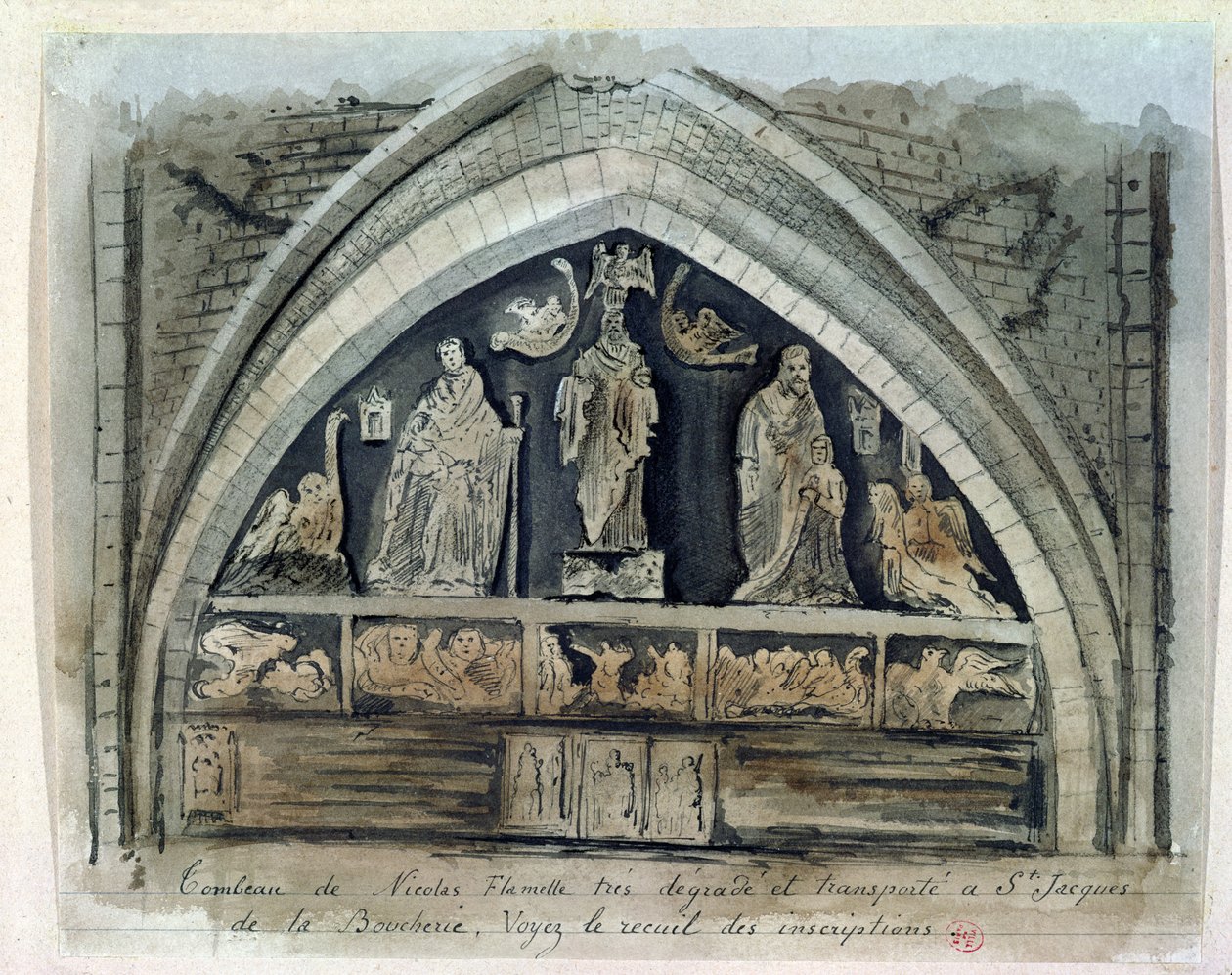 Graf van Nicolas Flamel op het Cimetiere des Innocents door French School