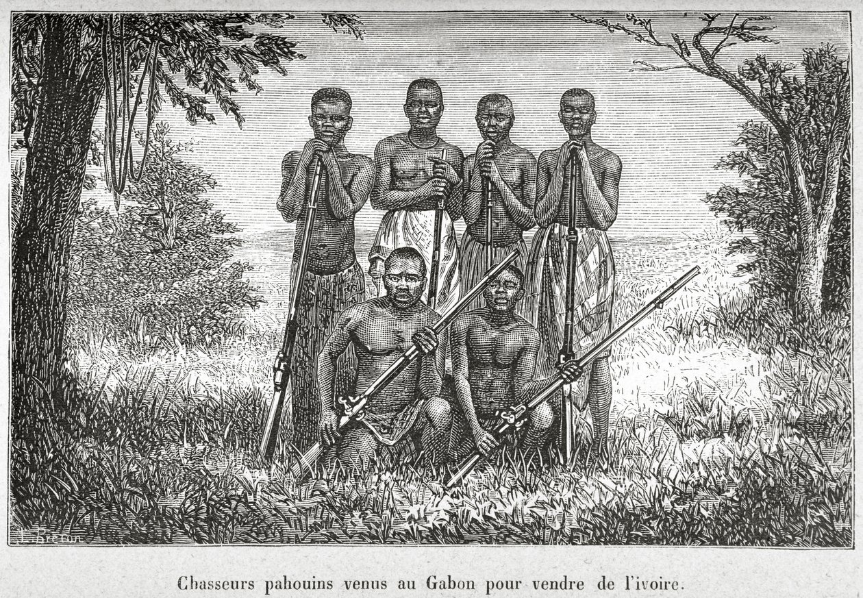 Traditionele kleding van de Inheemse Bevolking van Gabon, illustratie uit 