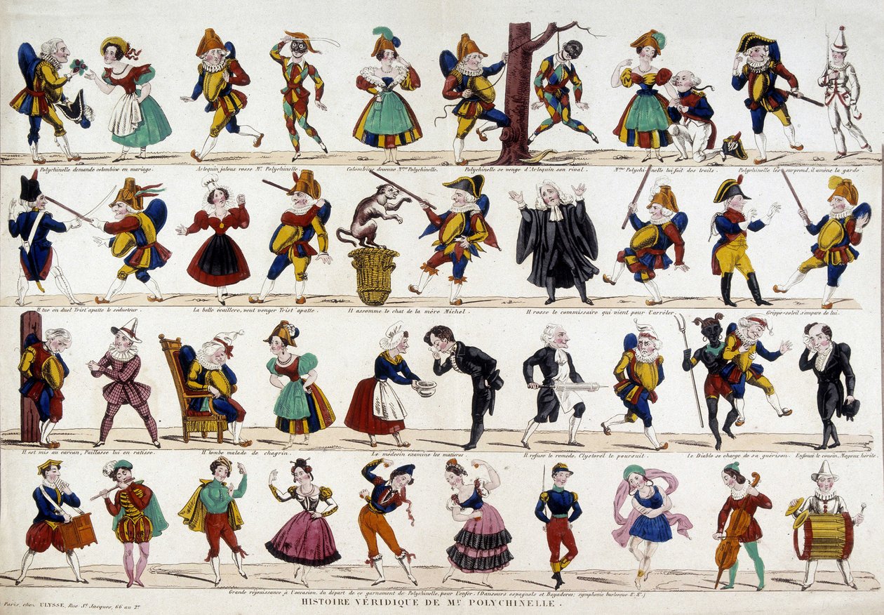 Waargebeurd verhaal van Monsieur Polichinelle. Beeld van Epinal, sd. 19e eeuw door French School
