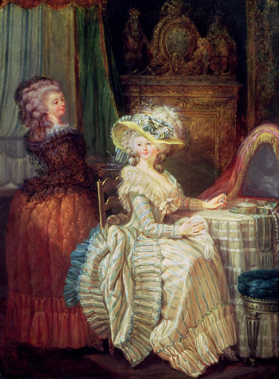 Twee vrouwen bij een dressoir door French School