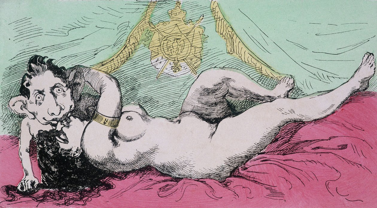 Onder het Keizerrijk: De opvoeding van een prins. Cartoon over Eugene Louis Napoleon (1856-1879), zoon van Napoleon III door French School
