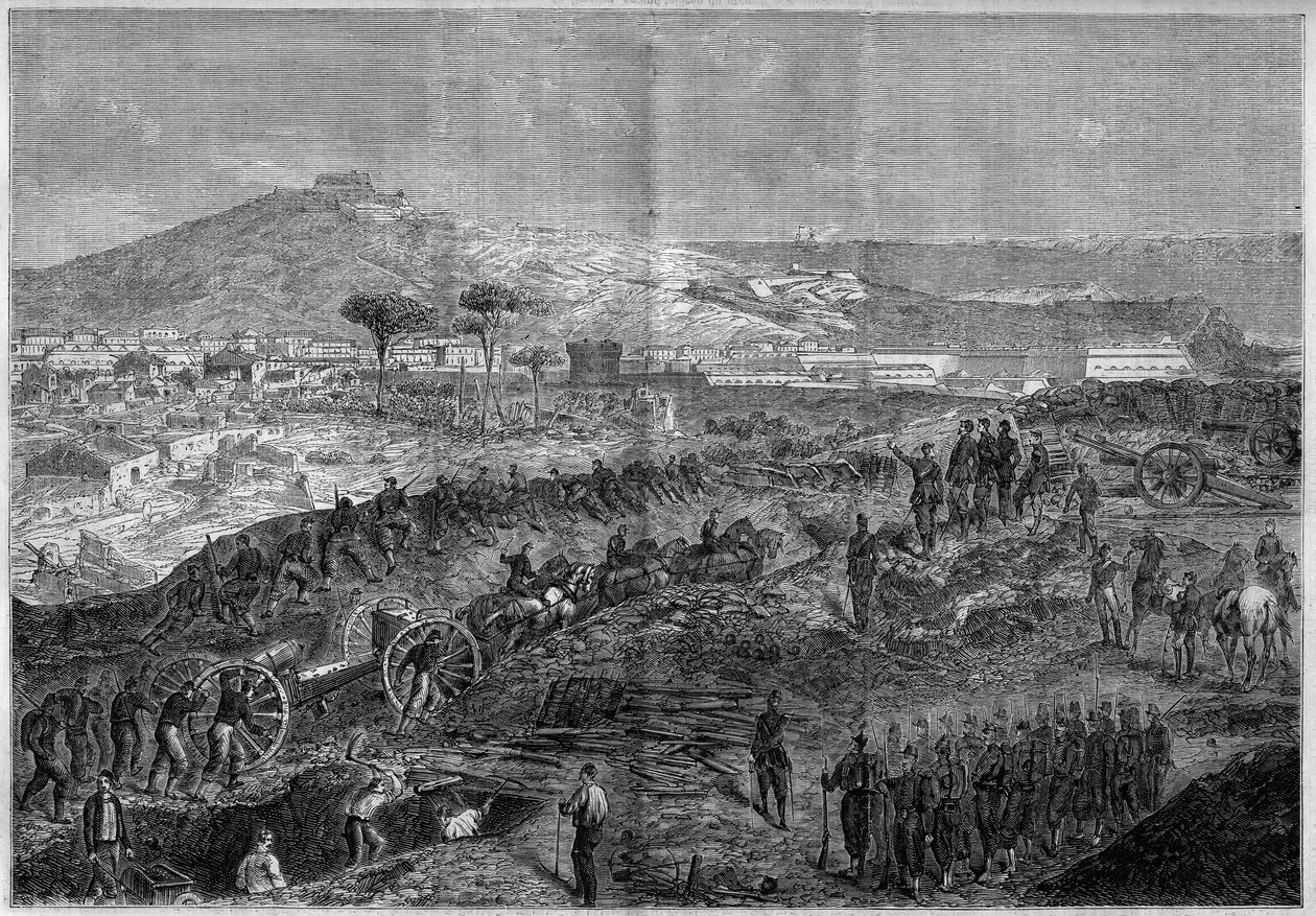 Eenheid van Italië - Expeditie van de Duizend of Rode Hemden onder leiding van Giuseppe Garibaldi (1807-1882) - Beleg van Gaeta door French School