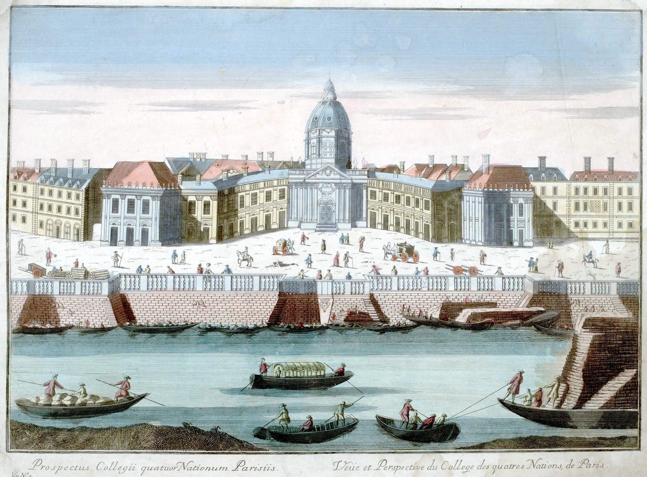 Zicht en perspectief van het Collège des Quatre Nations de Paris, optisch zicht door French School