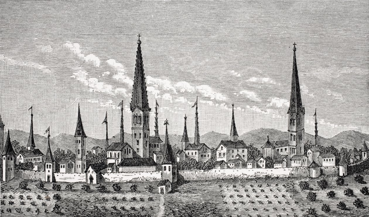 Uitzicht op Dortmund, naar een kopergravure in 