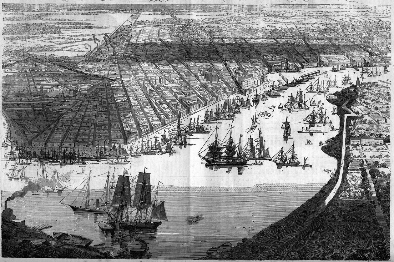 Zicht op de stad New Orleans, Verenigde Staten door French School