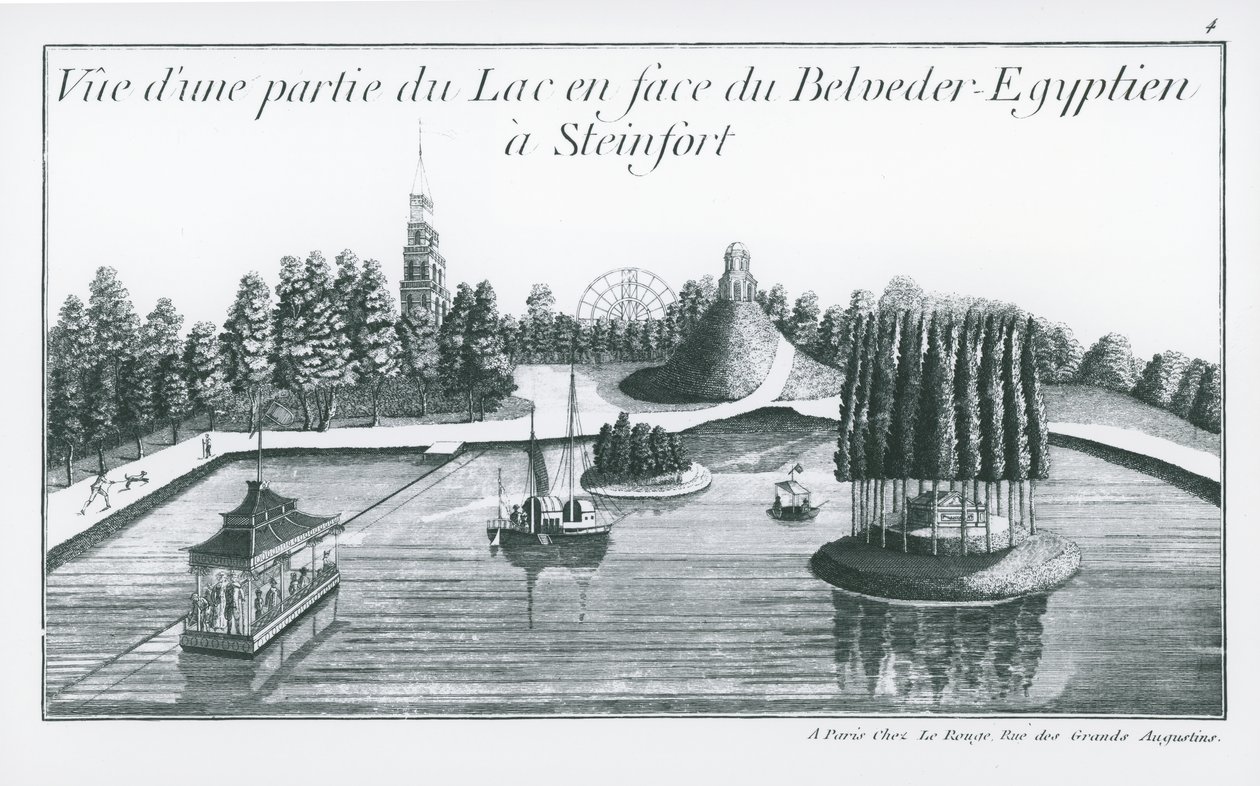 Uitzicht op een deel van het meer voor de Egyptische Belvedere in Steinfort, uit 