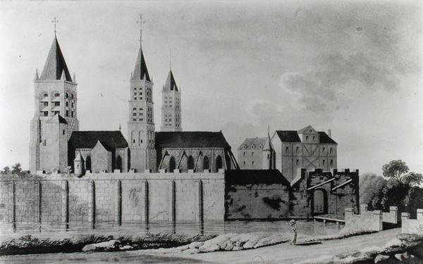 Zicht op de Abdij van Saint-Germain-des-Prés aan het begin van de 15e eeuw door French School