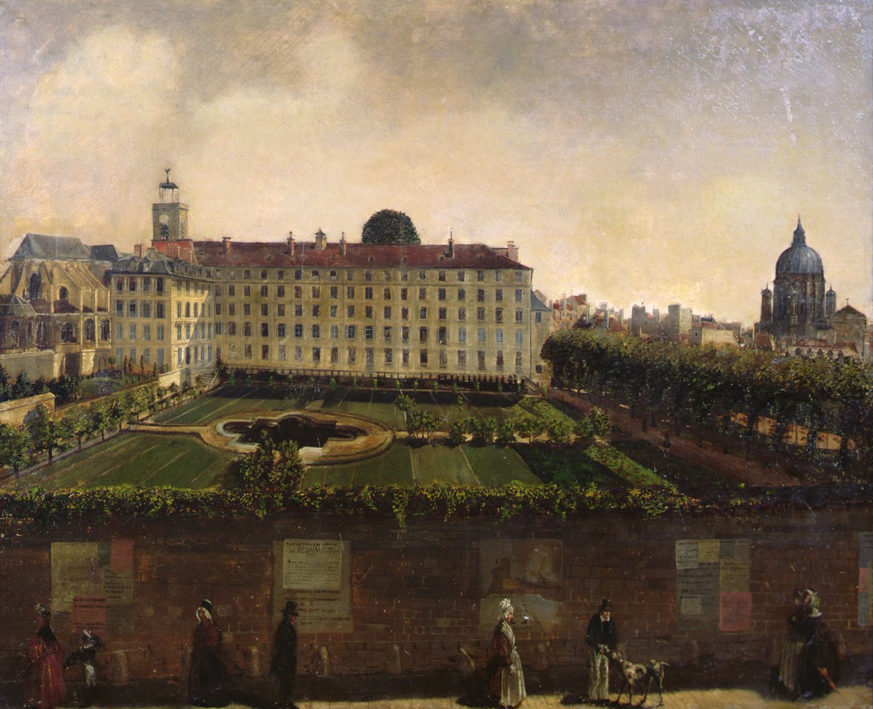 Zicht op het Institut National des Jeunes Sourds, Parijs, ca. 1840 door French School