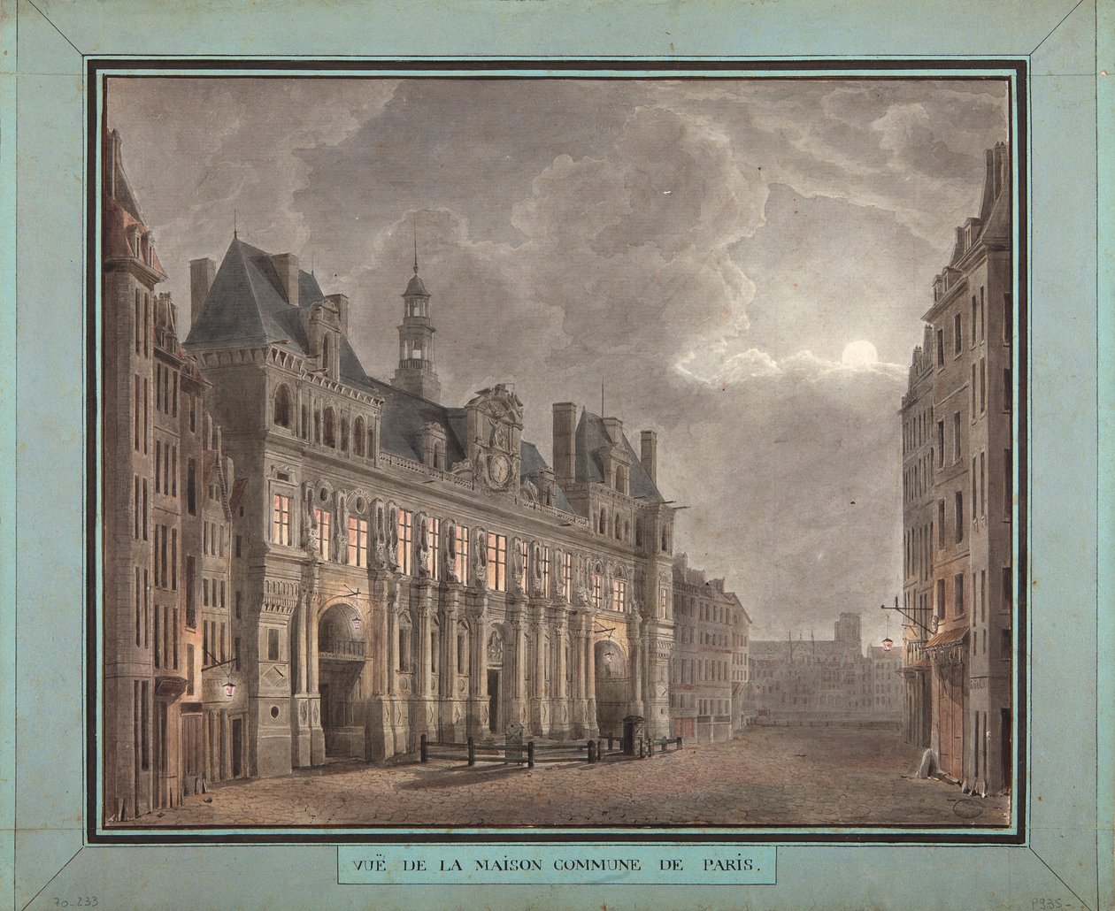 Zicht op het Maison Commune van Parijs, tussen 1790-95 door French School